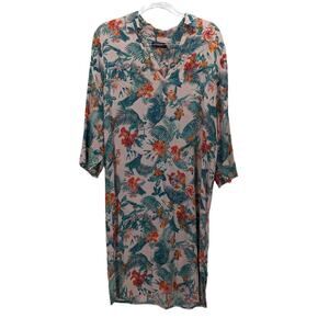 Soaked In Luxury Medium Dress NWT Tropical Pink Long Sleeve V Neck